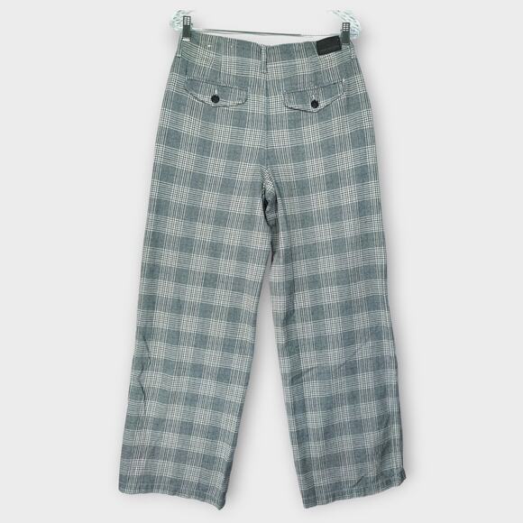 Womens American Eagle Super High Rise Baggy Wide Leg Pants Black White 6 LONG - Picture 6 of 7